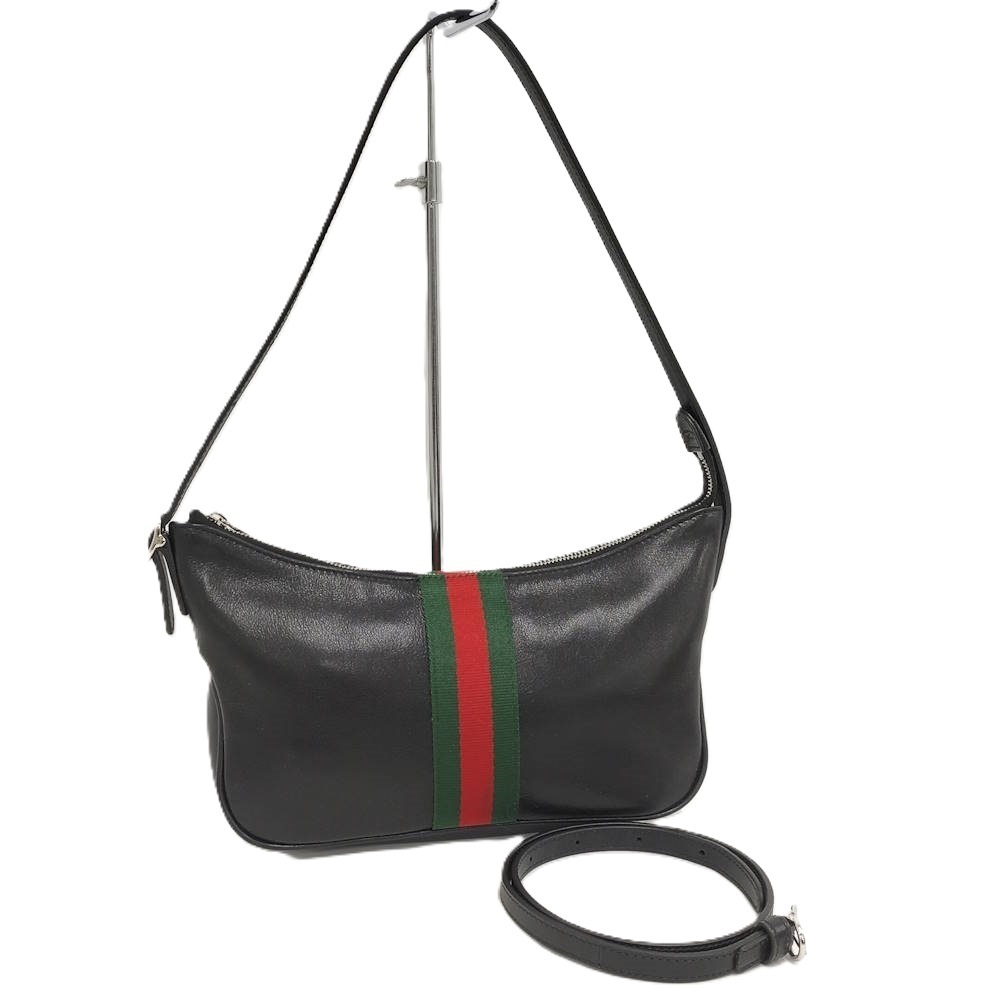 Gucci Lunetta Crossbody Bag Shoulder Sherry Leather Black